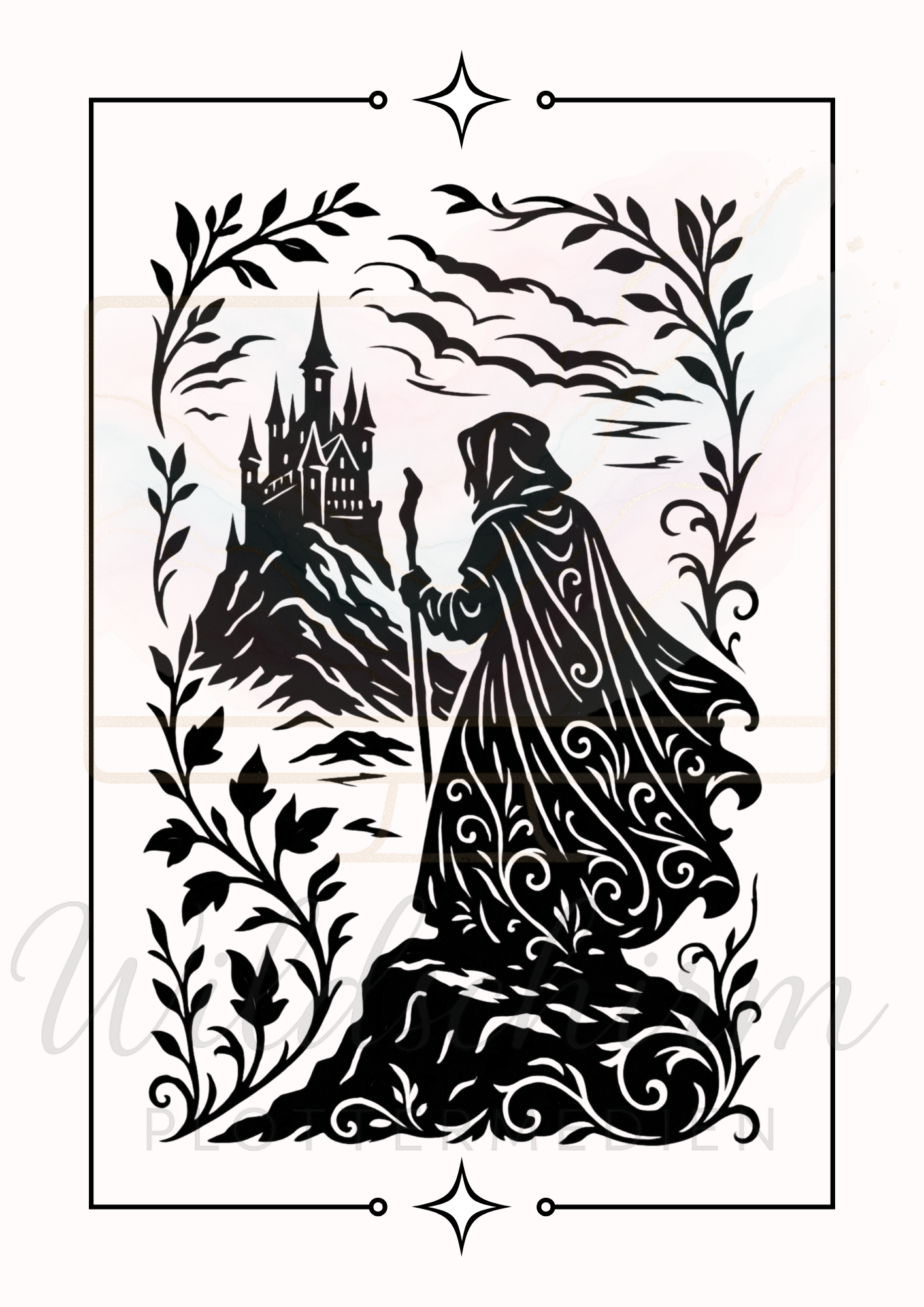 Der Vagabund – Mystischer Wanderer vor der Burg - Wanderer in front of the castle