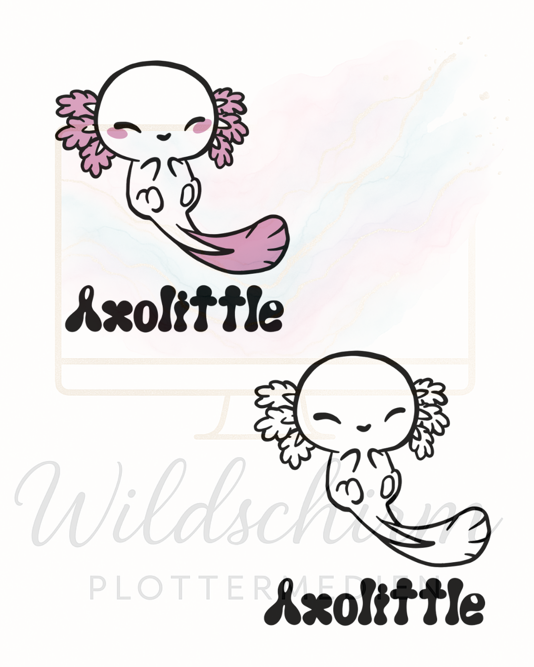 Axolittle – Süßes Axolotl Cartoon Motiv