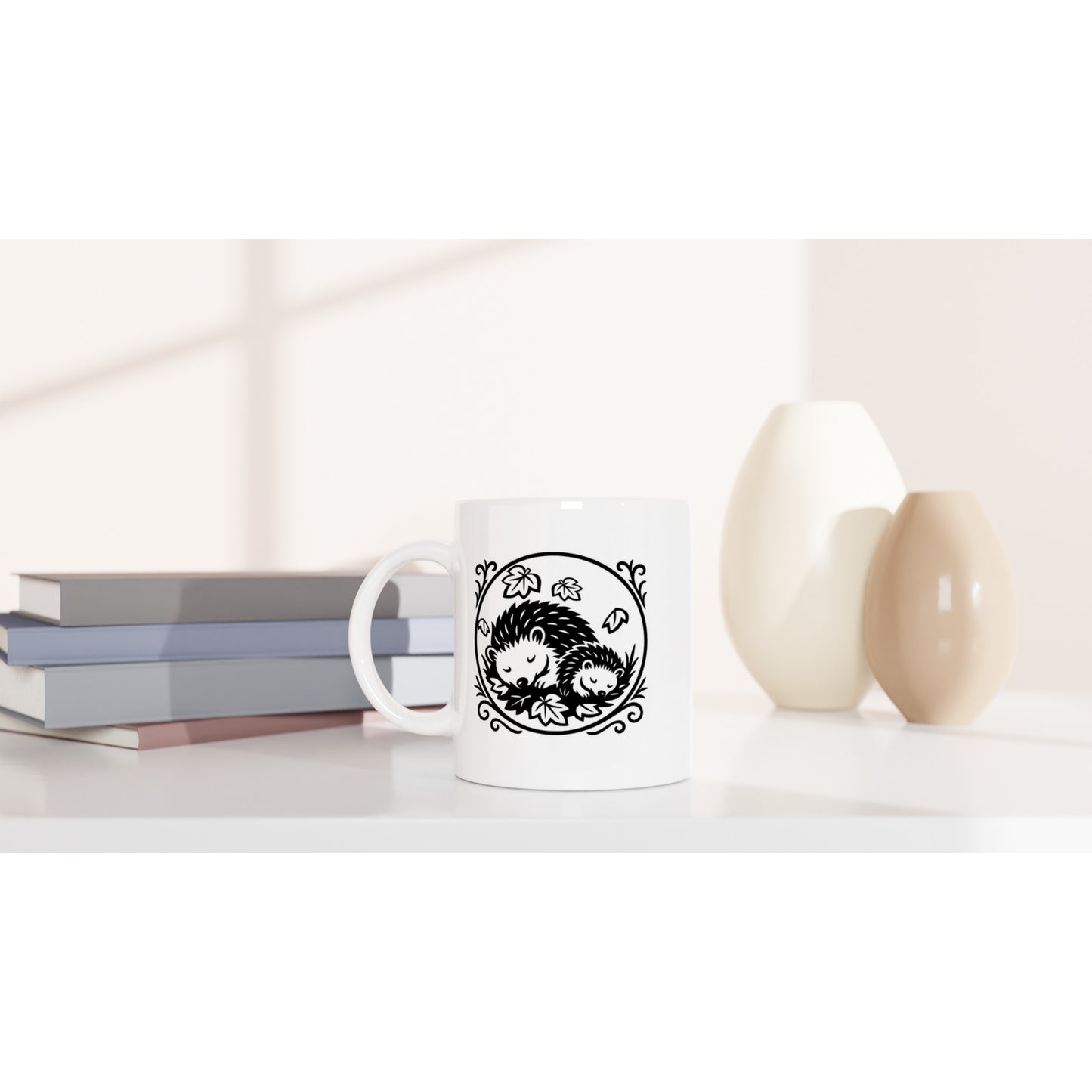 Nahaufnahme Igelpaar Design Keramiktasse