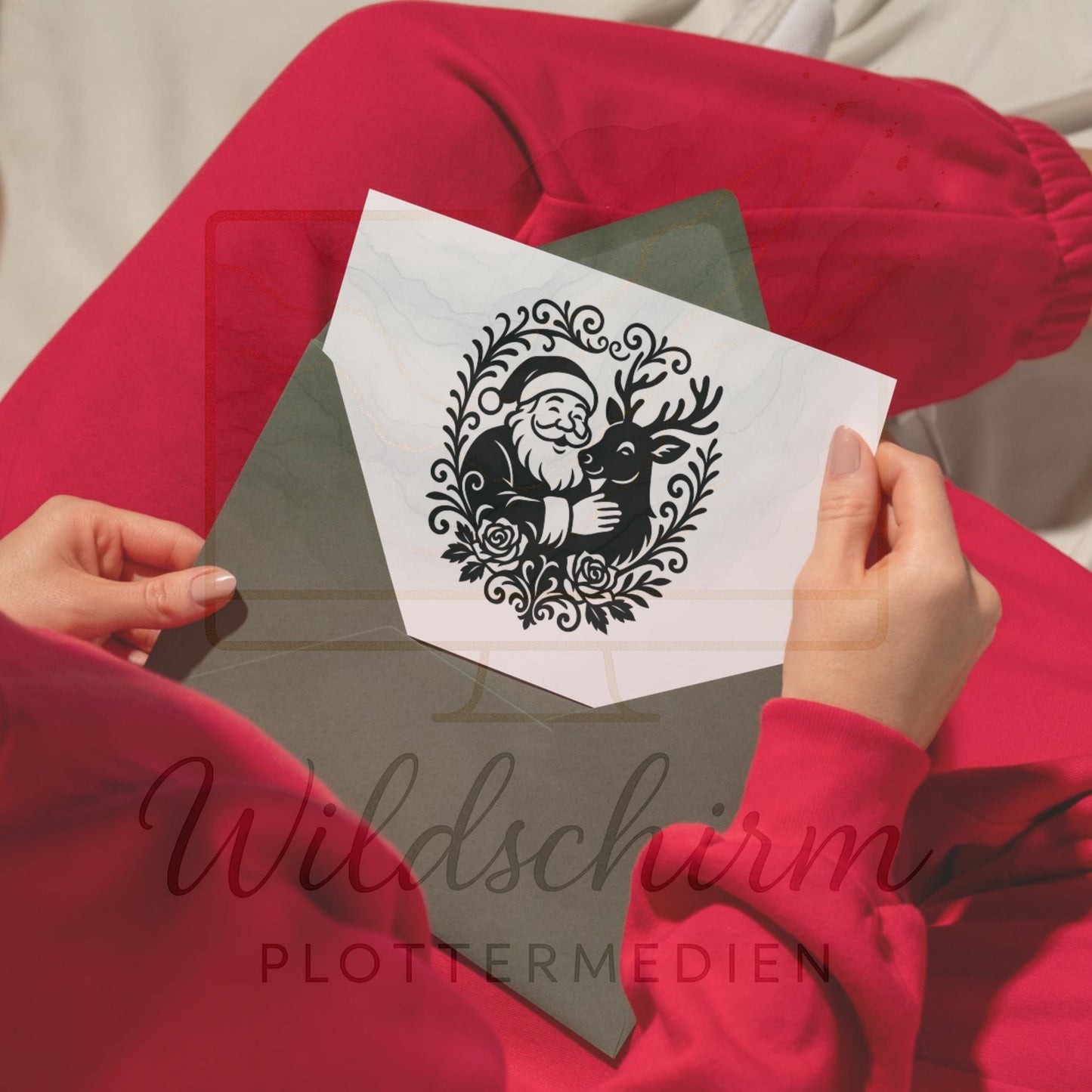 Plotterdatei Weihnachten – Weihnachtsmann mit Rentier | Santa Claus Reindeer SVG DXF PNG