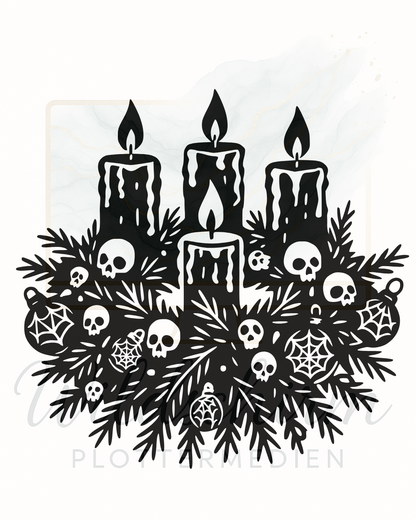 Gothic Advent – Kerzen & Tannenzweig Plotterdatei + STL