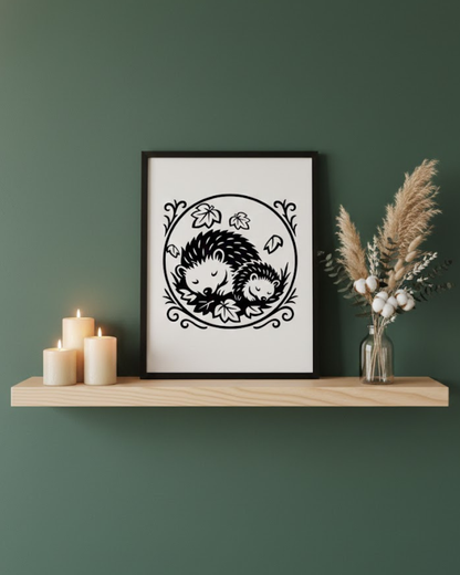 Herbst Igel – Handgezeichnete Plotterdatei