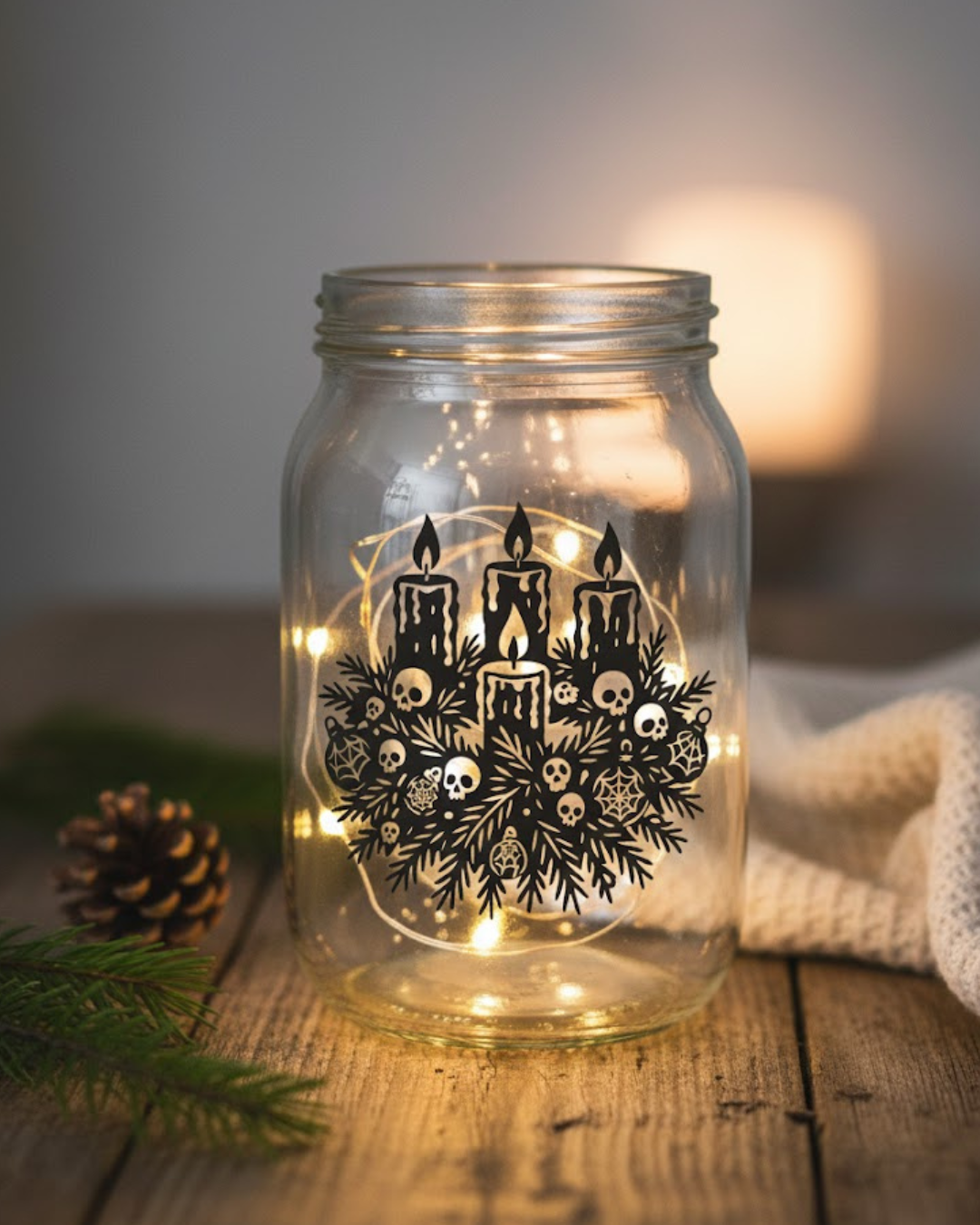 Gothic Advent – Kerzen & Tannenzweig Plotterdatei + STL