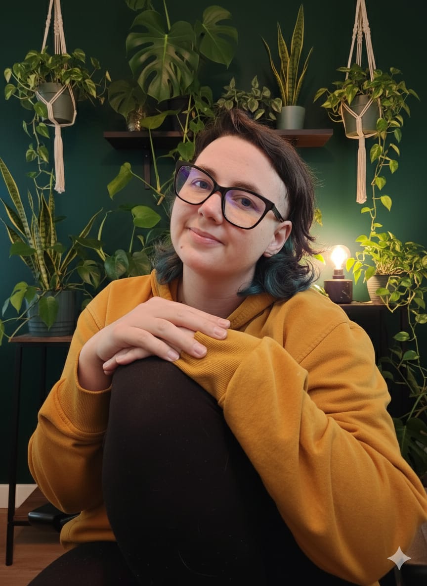 Anna, Designerin und Gründerin von Wildschirm, lächelt – kreative Mama hinter Wildschirm