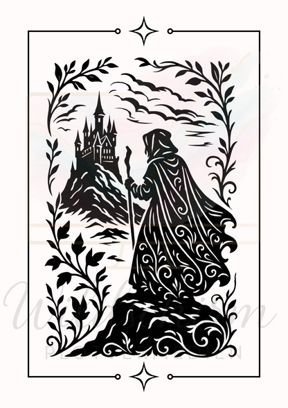 Der Vagabund – Mystischer Wanderer vor der Burg - Wanderer in front of the castle