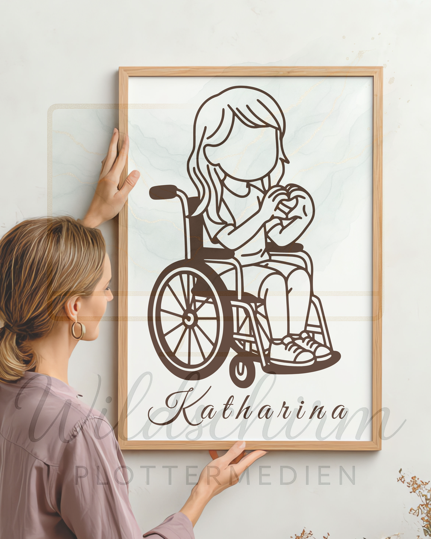 Feinliniges Kind im Rollstuhl – Plotterdatei als SVG/PNG/DXF