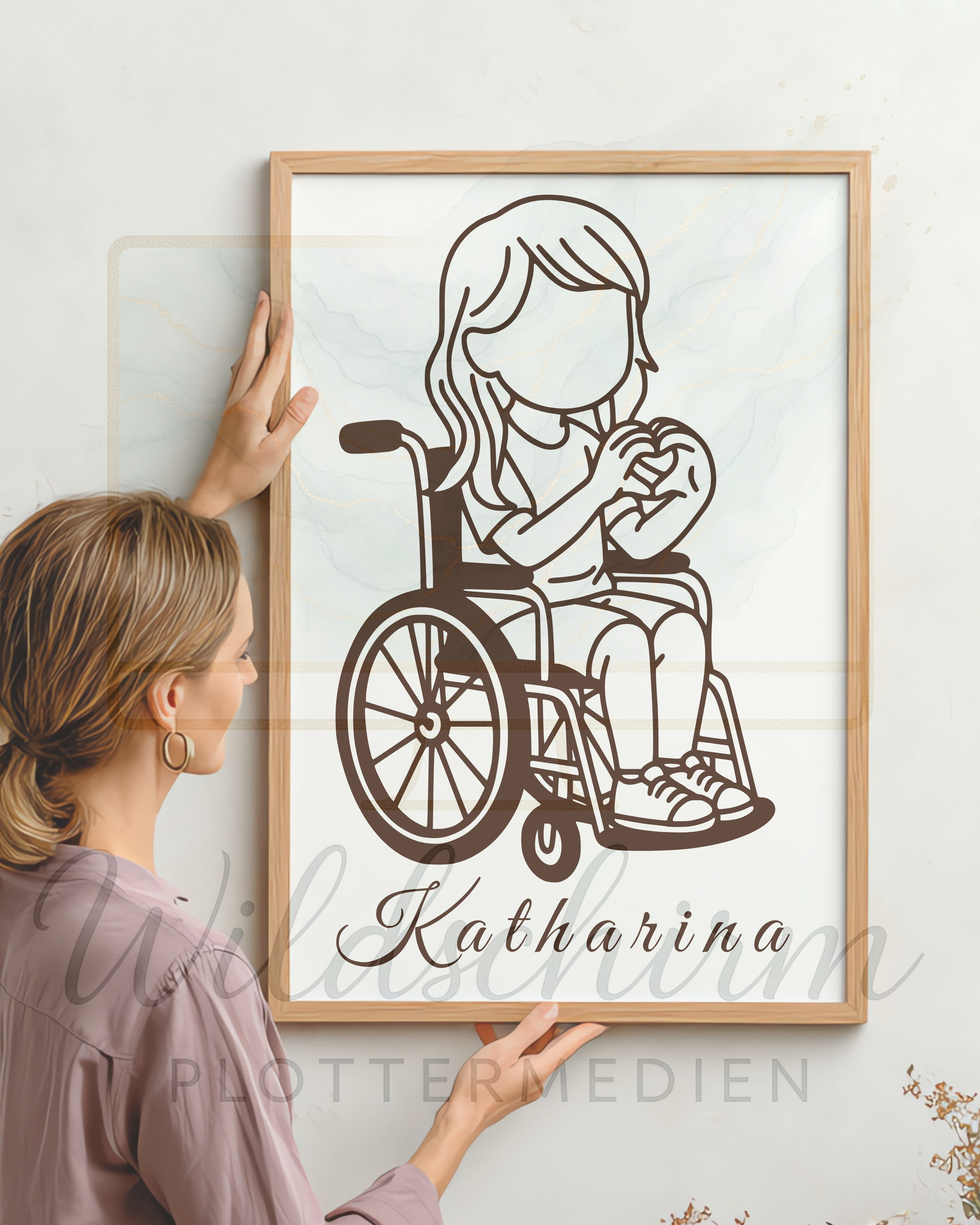 Feinliniges Kind im Rollstuhl – Plotterdatei als SVG/PNG/DXF