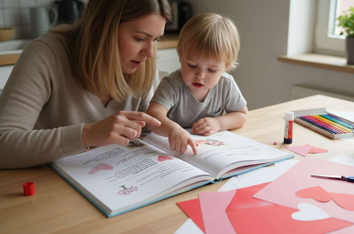 Kind zeigt und basteln mit Mama & Ich Journal – kreative Zeit mit Eltern