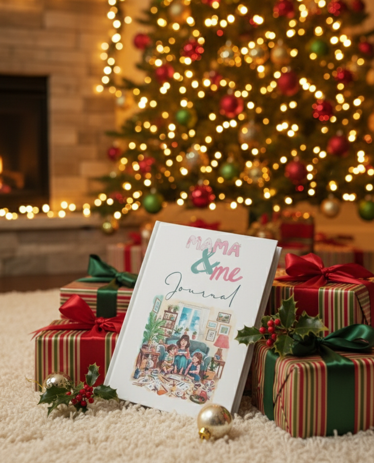  Mama & Ich Journal in weihnachtlicher Atmosphäre mit warmen Lichtern und Bastelideen für Eltern und Kinder