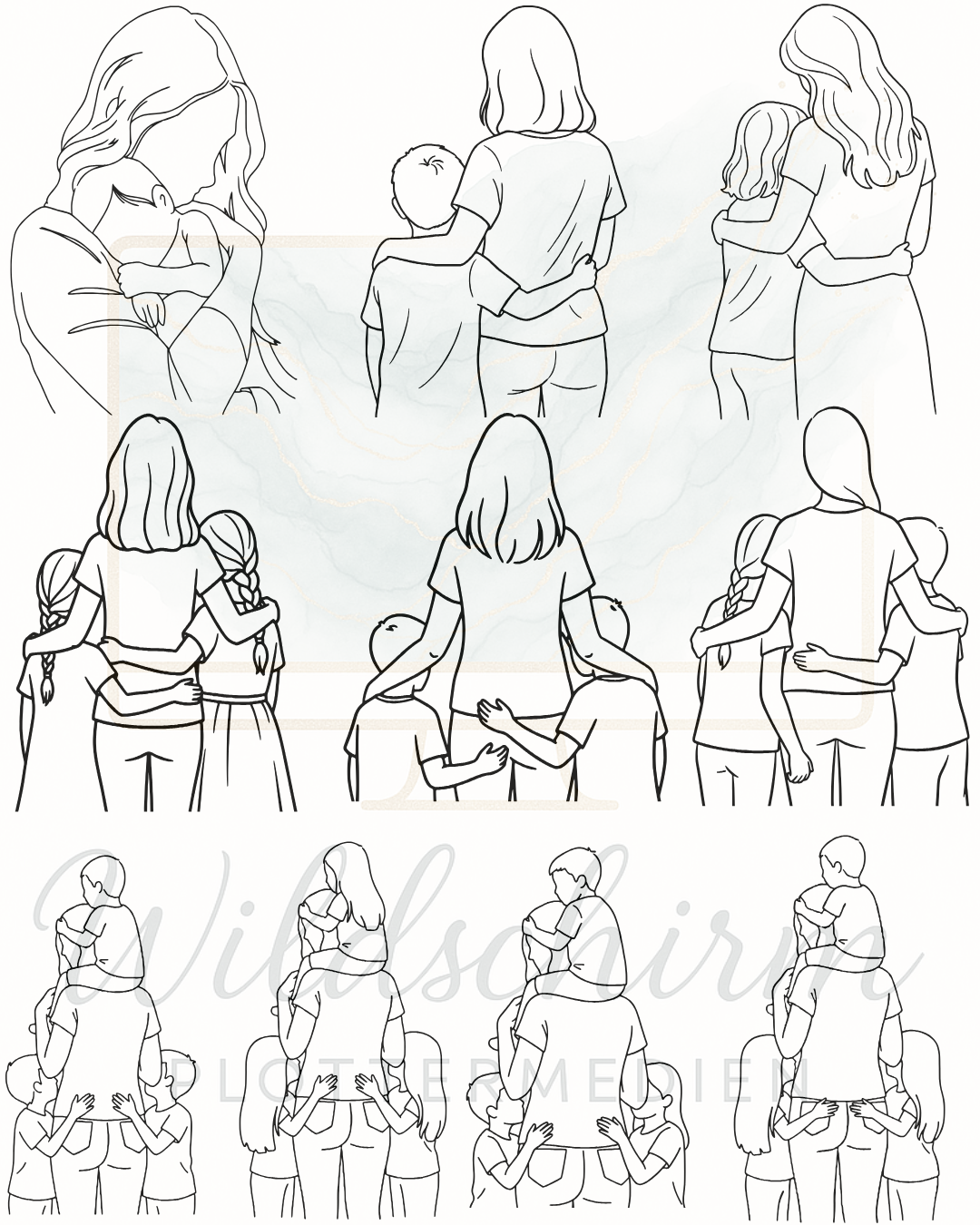 Mama & Kinder Rückenprint – Plotterdatei Bundle