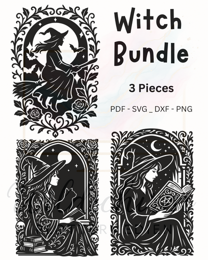 Hexen Bundle – 3 mystische Silhouetten im Gothic Stil