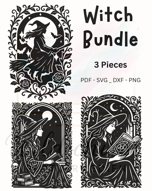 Hexen Bundle – 3 mystische Silhouetten im Gothic Stil