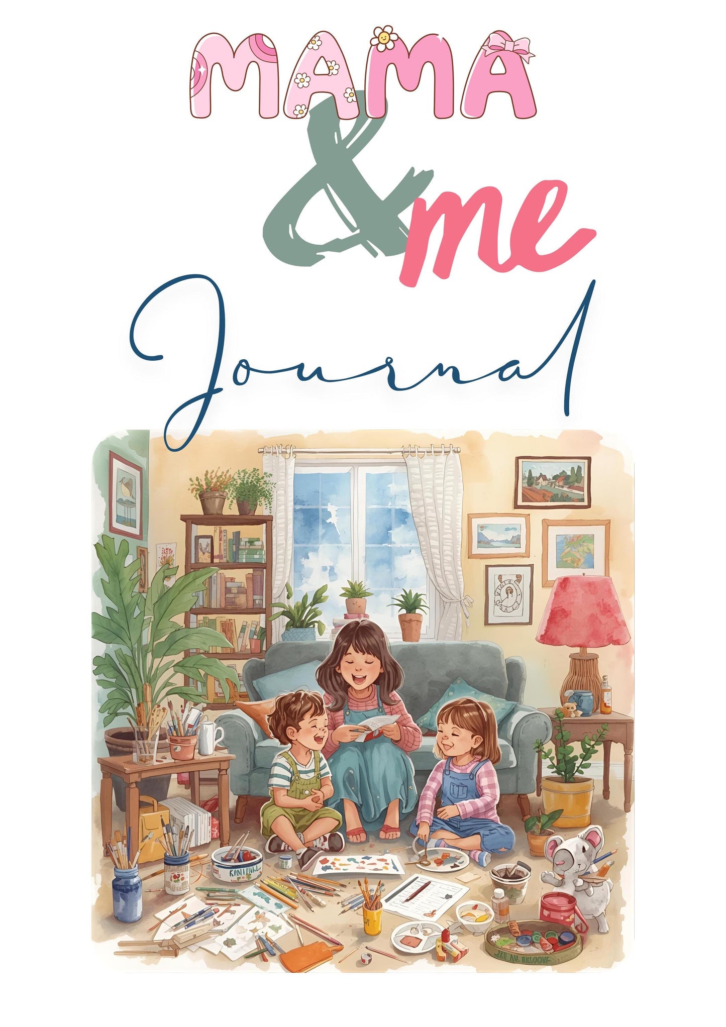 cover des buches zeigt groß mama and me journal und eine zeichnung von kindern und ihrer mutter spielend auf dem boden 