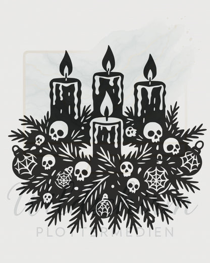 Gothic Advent – Kerzen & Tannenzweig Plotterdatei + STL