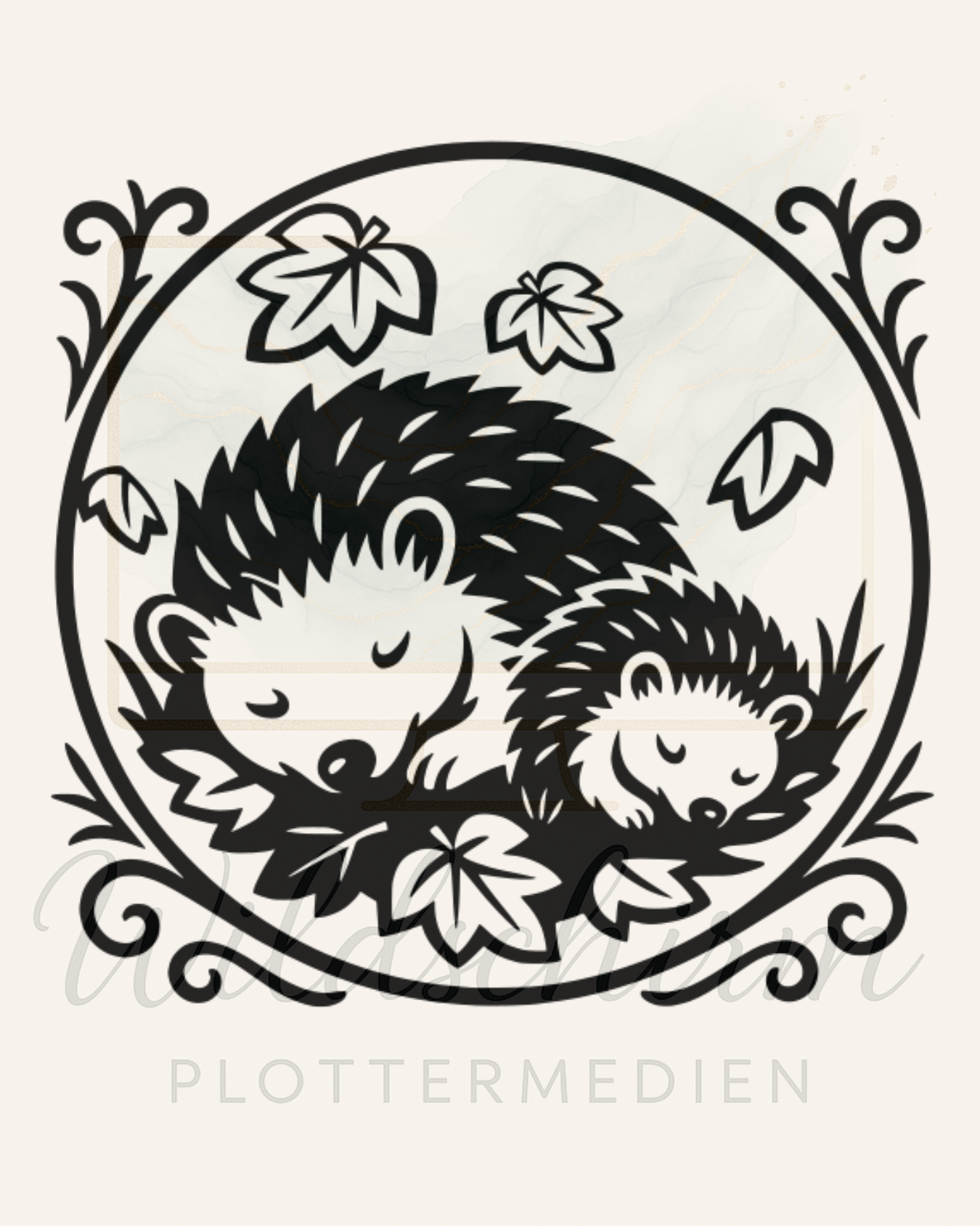 Herbst Igel – Handgezeichnete Plotterdatei