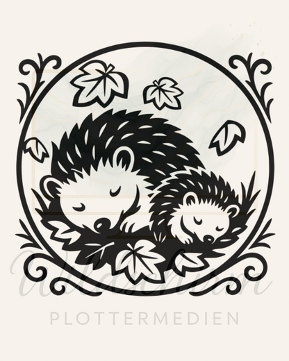 Herbst Igel – Handgezeichnete Plotterdatei