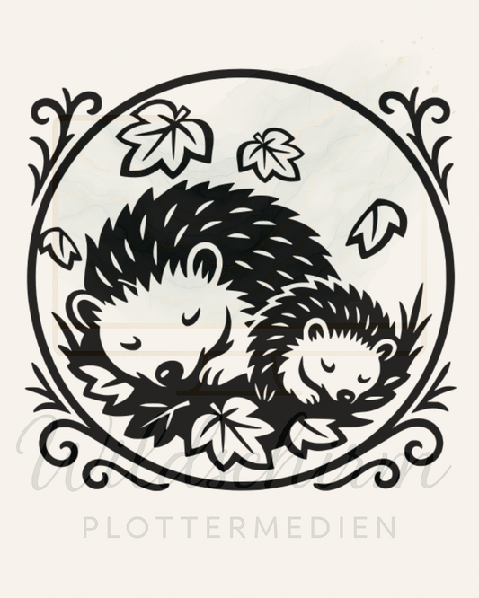 Herbst Igel – Handgezeichnete Plotterdatei