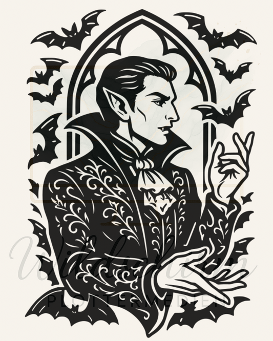 Vampir Gothic Line Art Plotterdatei – dunkles Fantasy-Motiv als SVG Design von Wildschirm